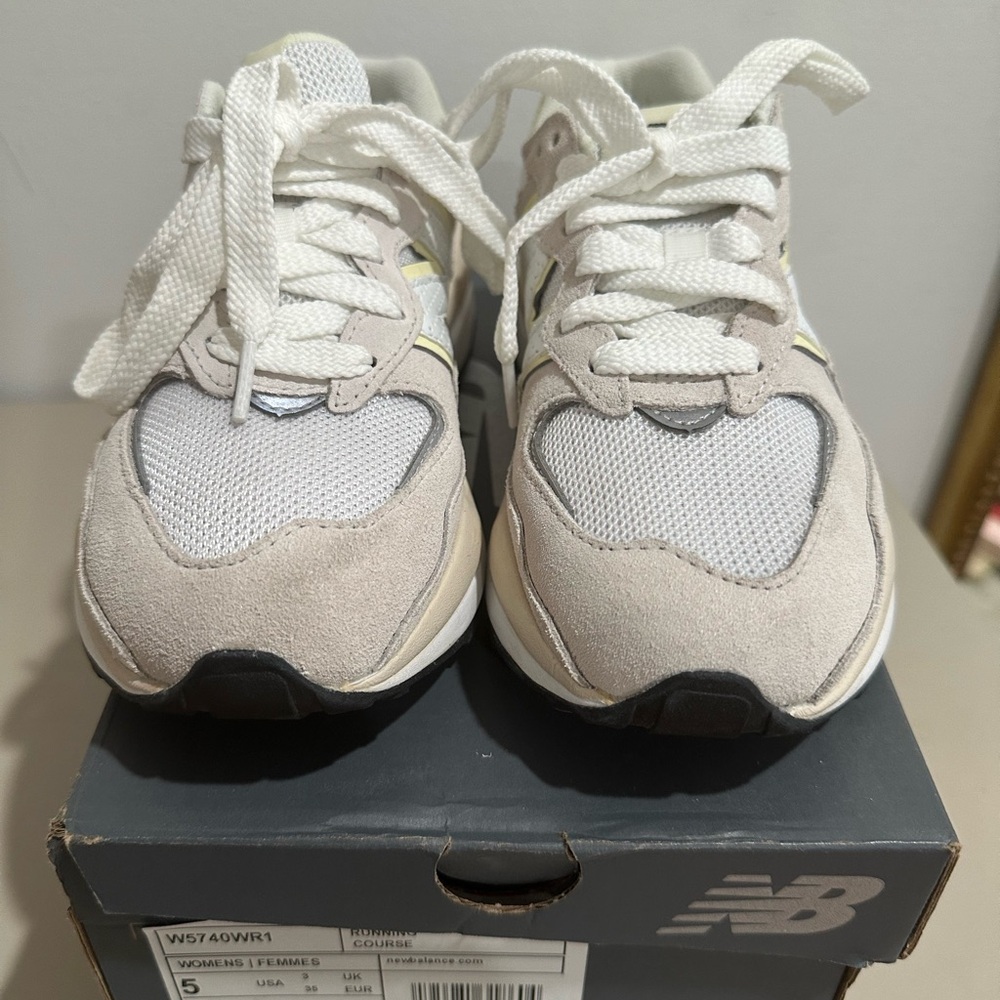 New Balance Kids' White and Gray Sneakers